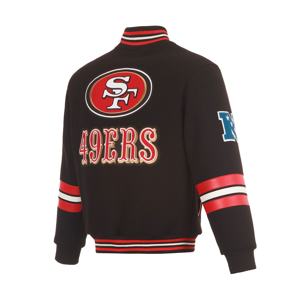 Men's San Francisco 49ers JH Design Black Full-Zip Varsity Jacket
