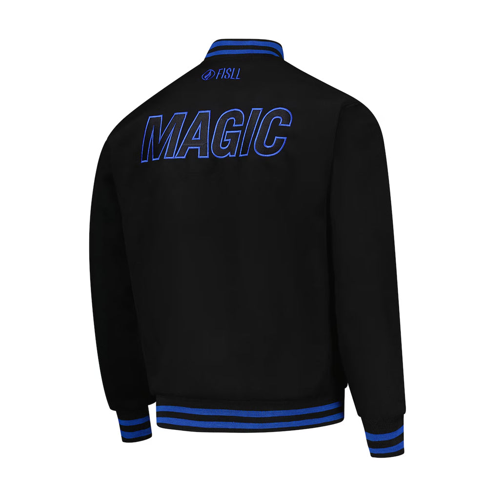 Unisex Orlando Magic FISLL Black Logoman Shadow Collection Full-Snap Varsity Jacket