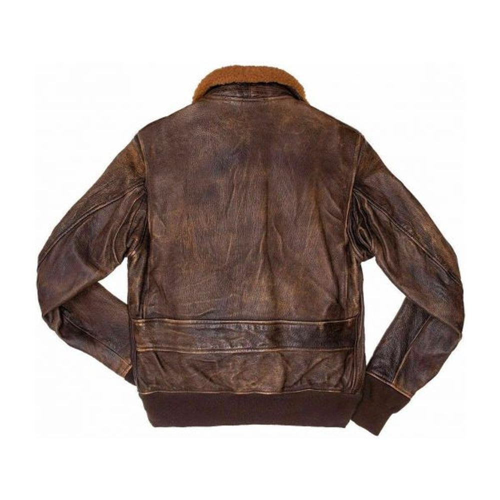 Men Distressed Bomber Leather Jacket