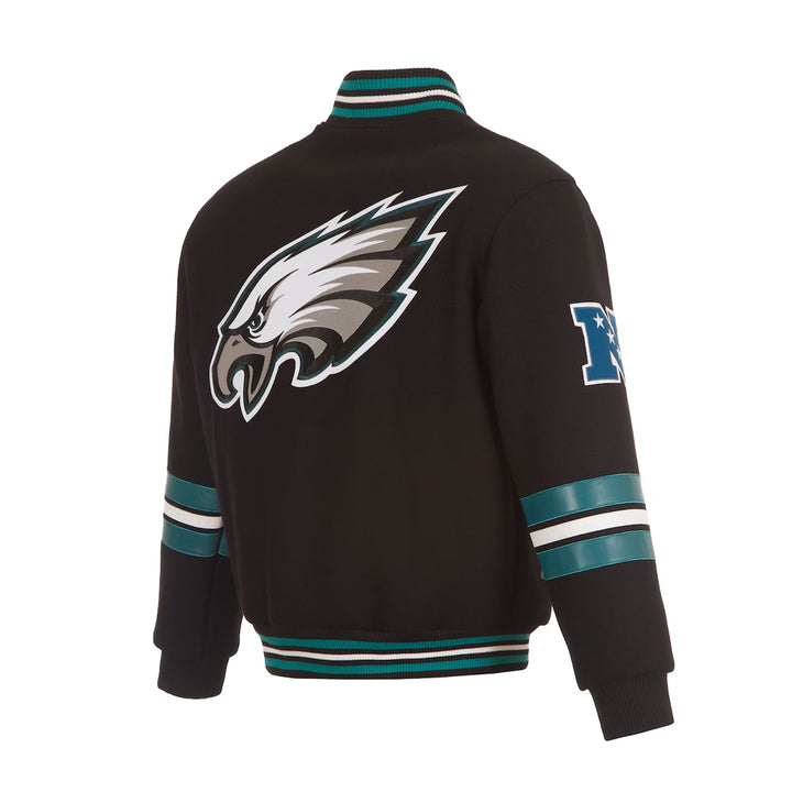 Men's Philadelphia Eagles JH Design Black Full-Zip Varsity Jacket