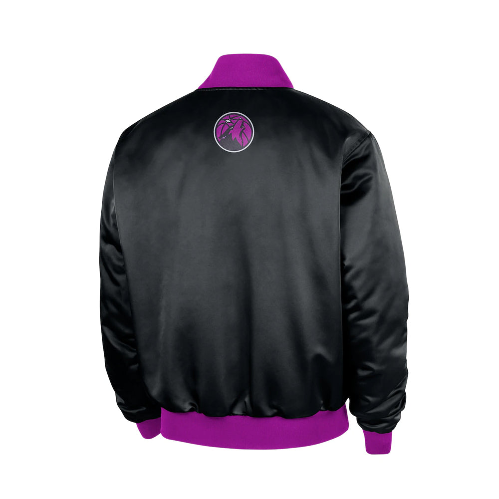 Men's Minnesota Timberwolves Black 2025-26 City Edition Remix Courtside Full-Snap Bomber Jacket