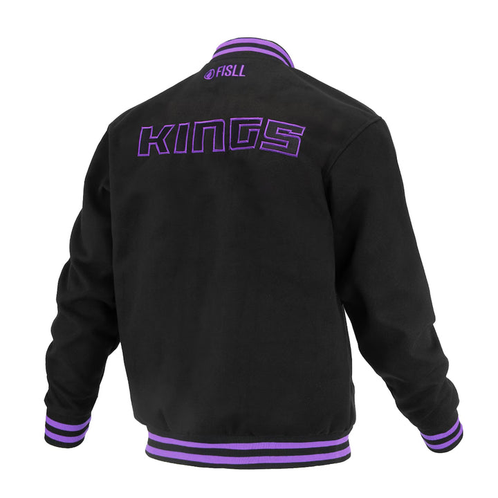 Unisex Sacramento Kings FISLL Black Logoman Shadow Collection Full-Snap Varsity Jacket