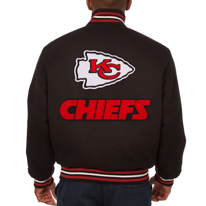 Men's Kansas City Chiefs JH Design Black Full-Zip Varsity Jacket