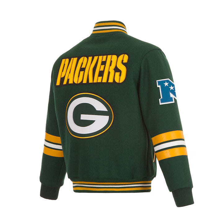 Men's Green Bay Packers JH Design Green Full-Zip Varsity Jacket