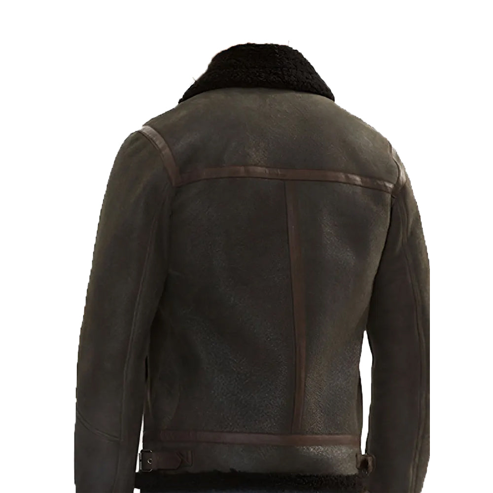 Alberto Men’s Brown B-6 Bomber Leather Jacket