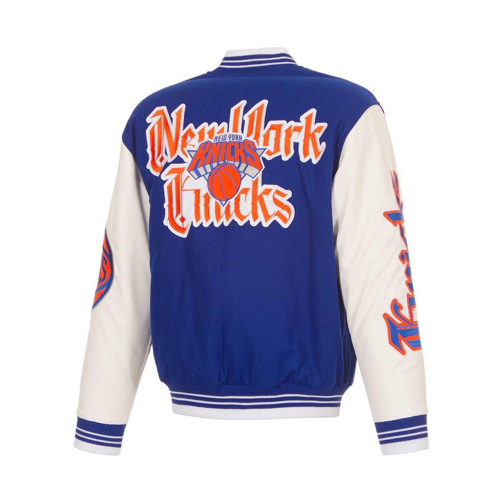 Men's New York Knicks Blue Gothic Full-Button Jacket