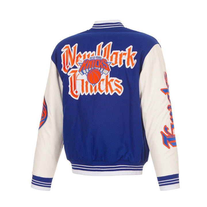 Men's New York Knicks Blue Gothic Full-Button Jacket