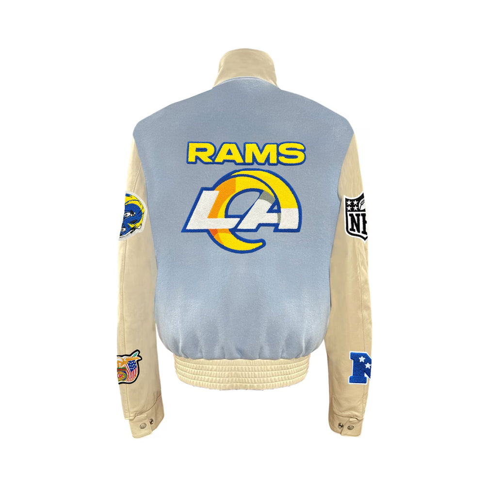 Men's Los Angeles Rams Jeff Hamilton Light Blue Wool & Leather Full-Snap Varsity Jacket
