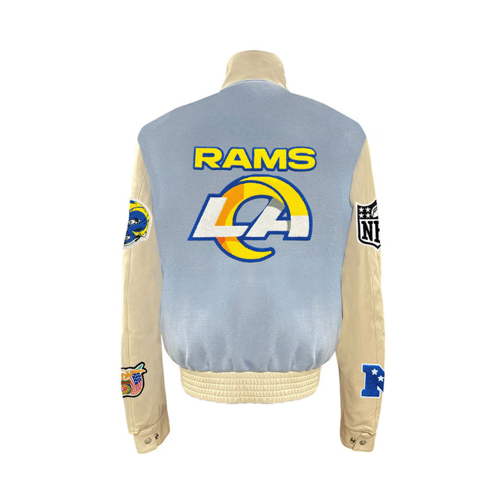 Men's Los Angeles Rams Jeff Hamilton Light Blue Wool & Leather Full-Snap Varsity Jacket