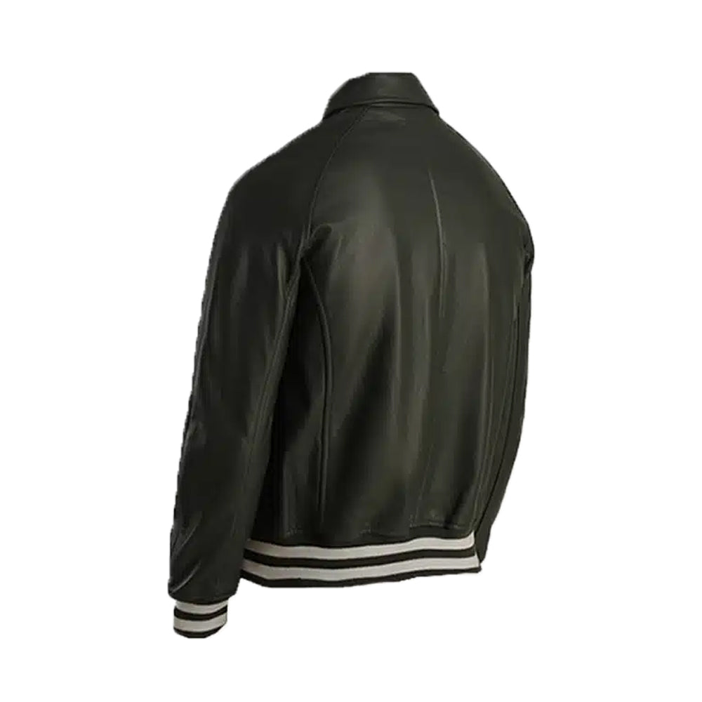 Men's Green Leather Varsity Jacket