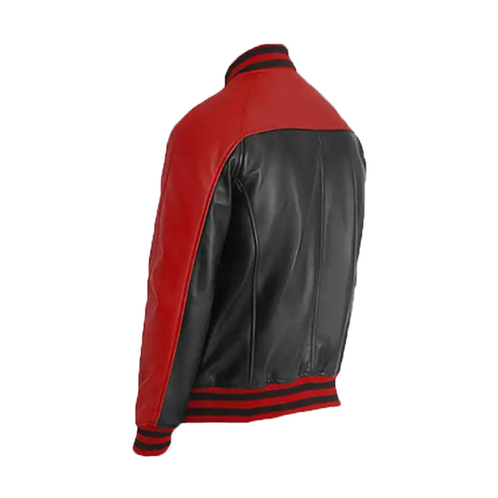 Men's Red & Black Leather Varsity Jacket