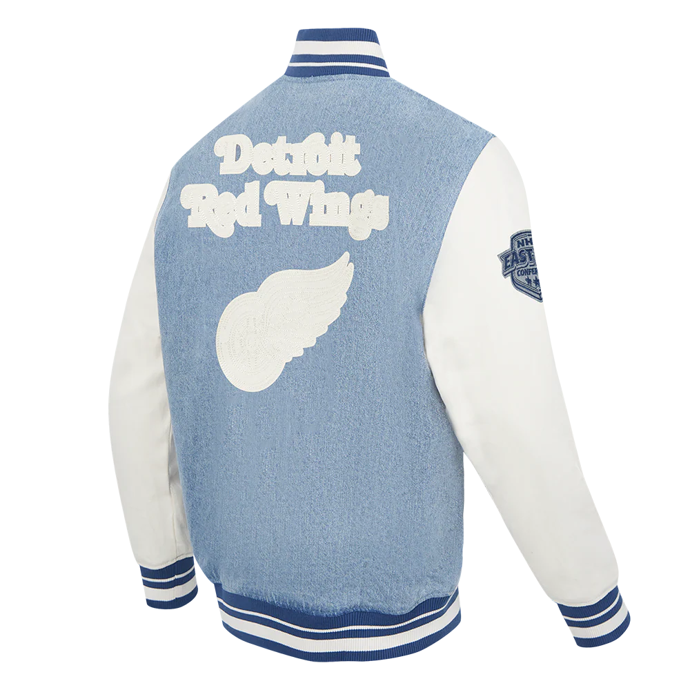 NHL DETROIT RED WINGS VARSITY BLUES MEN'S DENIM VARSITY JACKET