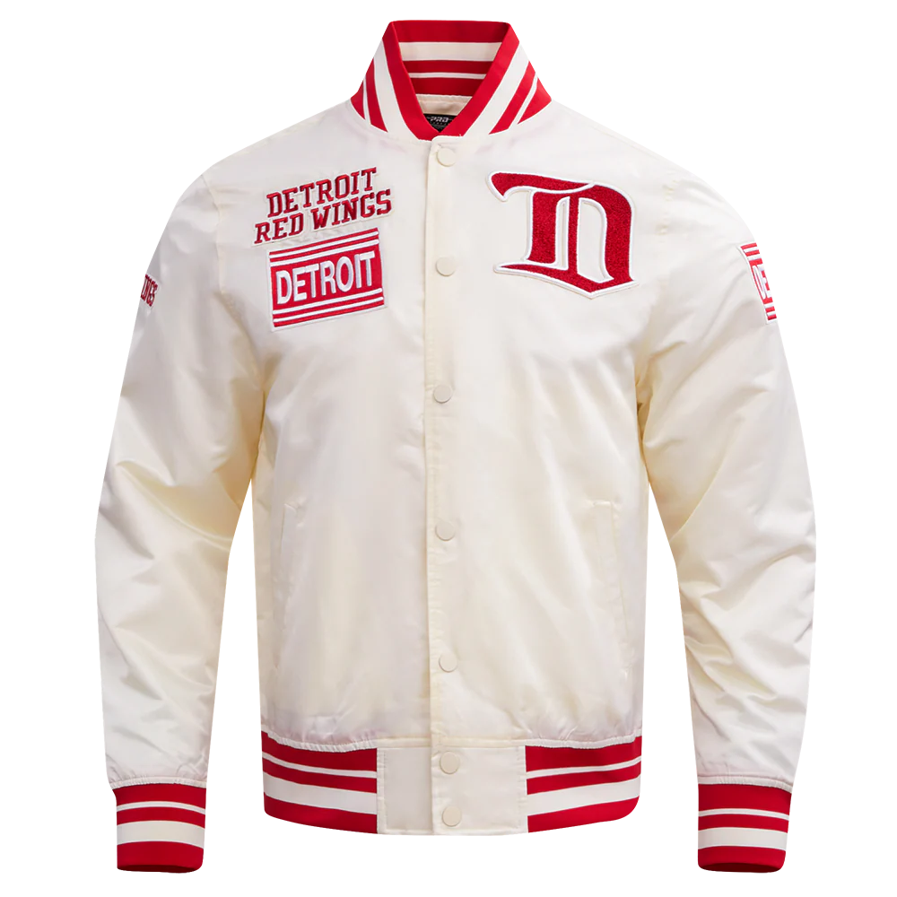 NHL DETROIT RED WINGS RETRO CLASSIC MEN'S RIB SATIN JACKET