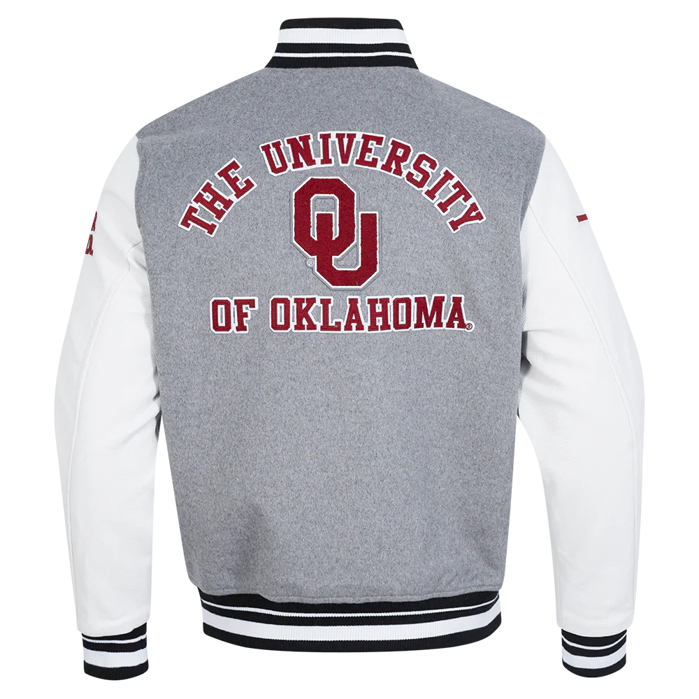UNIVERSITY OF OKLAHOMA CLASSIC RIB WOOL VARSITY JACKET