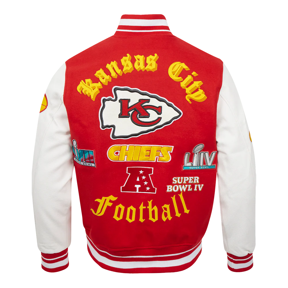 NFL KANSAS CITY CHIEFS OLD ENGLISH MEN'S RIB WOOL VARSITY JACKET