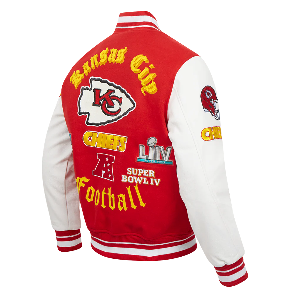 NFL KANSAS CITY CHIEFS OLD ENGLISH MEN'S RIB WOOL VARSITY JACKET