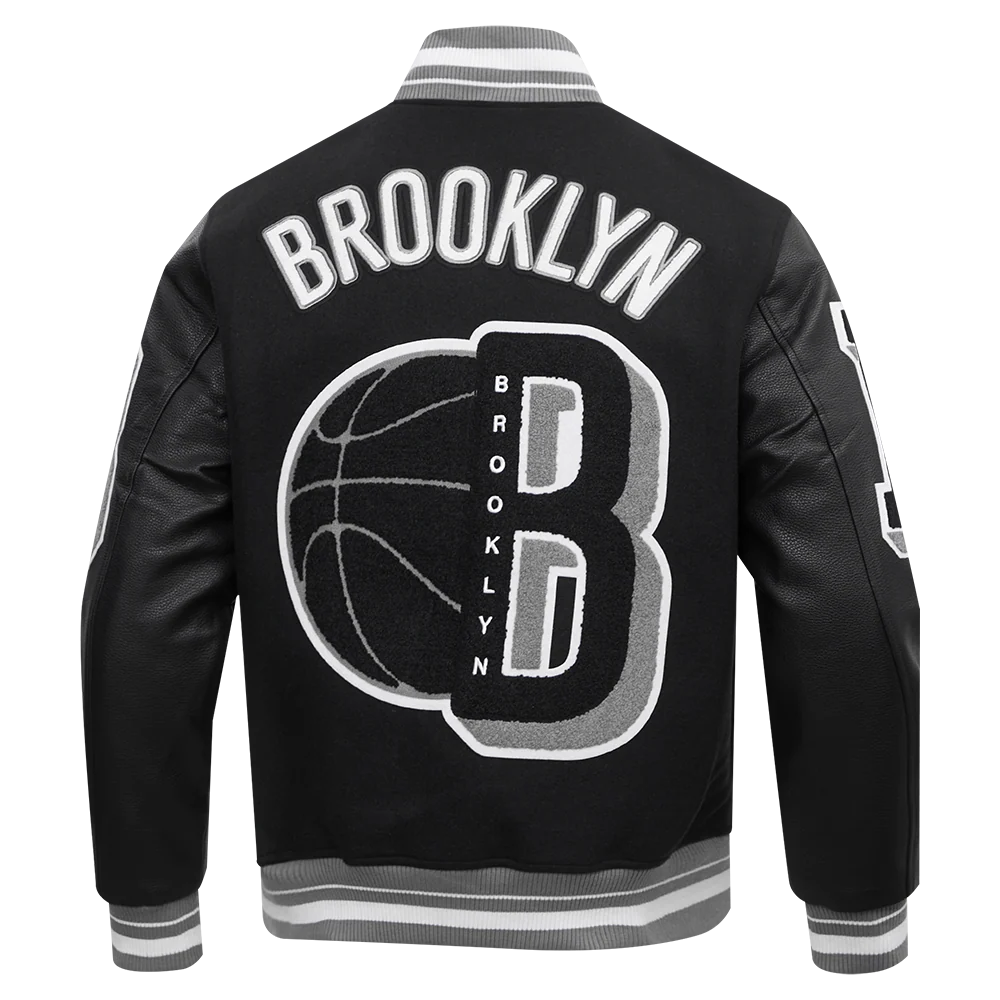 NBA BROOKLYN NETS MASHUP MEN'S RIB WOOL VARSITY JACKET