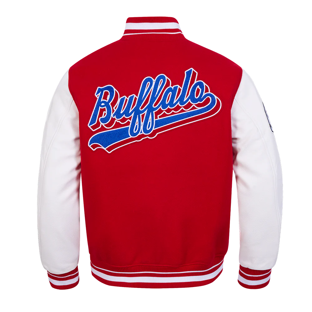 NFL BUFFALO BILLS SCRIPT TAIL MEN'S RIB WOOL VARSITY JACKET