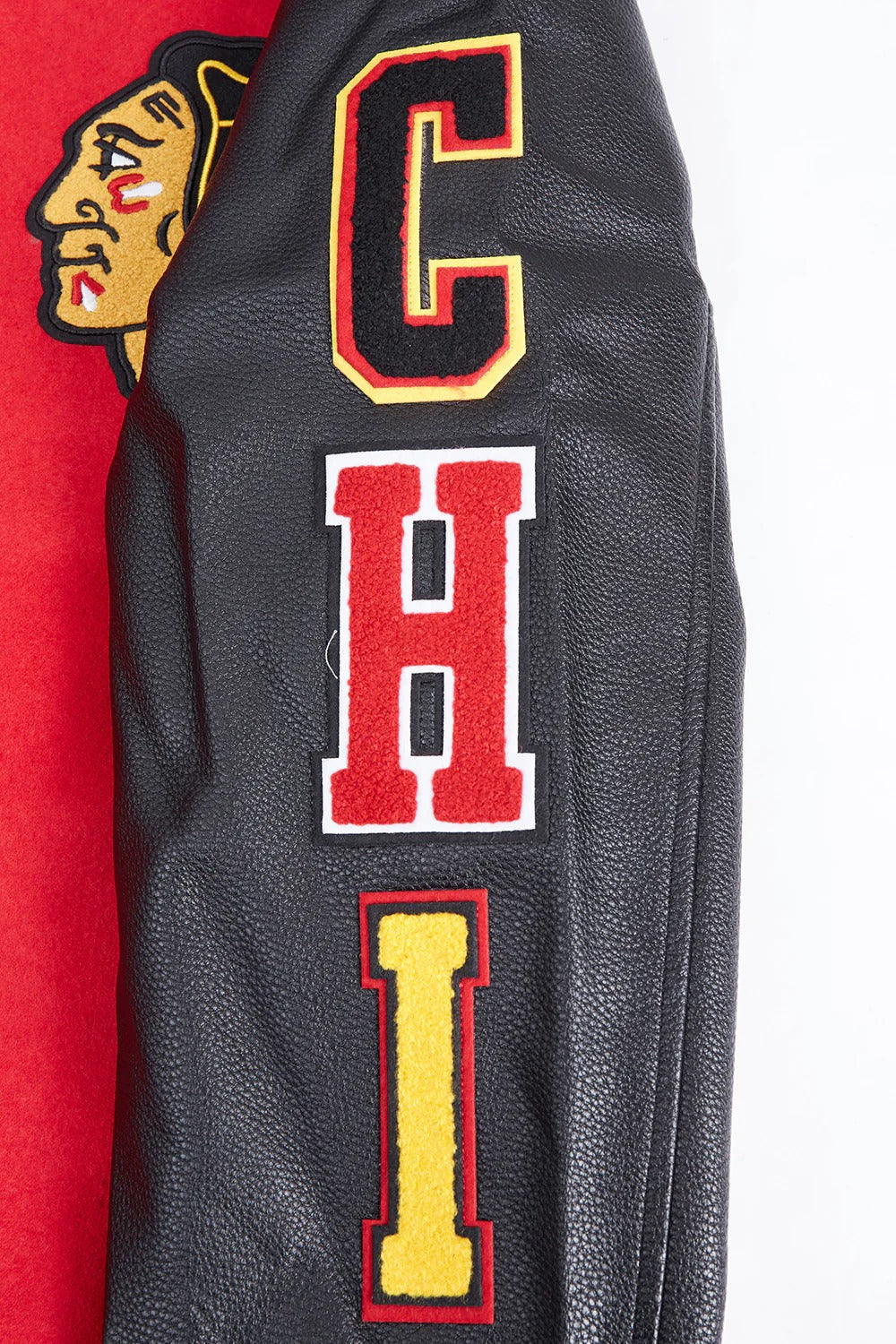 NHL CHICAGO BLACKHAWKS SCRIPT TAIL MEN'S RIB WOOL VARSITY JACKET