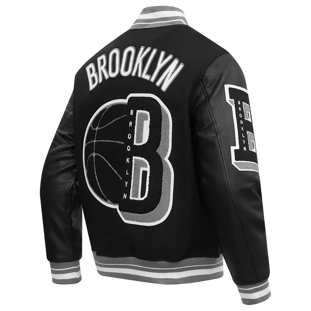 NBA BROOKLYN NETS MASHUP MEN'S RIB WOOL VARSITY JACKET