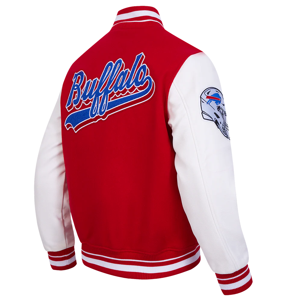 NFL BUFFALO BILLS SCRIPT TAIL MEN'S RIB WOOL VARSITY JACKET