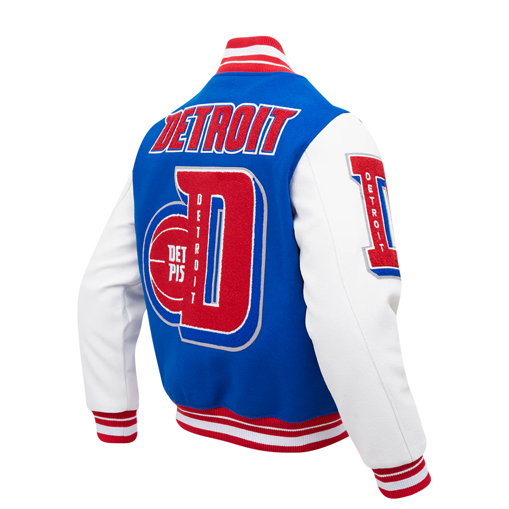 NBA DETROIT PISTONS MASHUP MEN'S RIB WOOL VARSITY JACKET