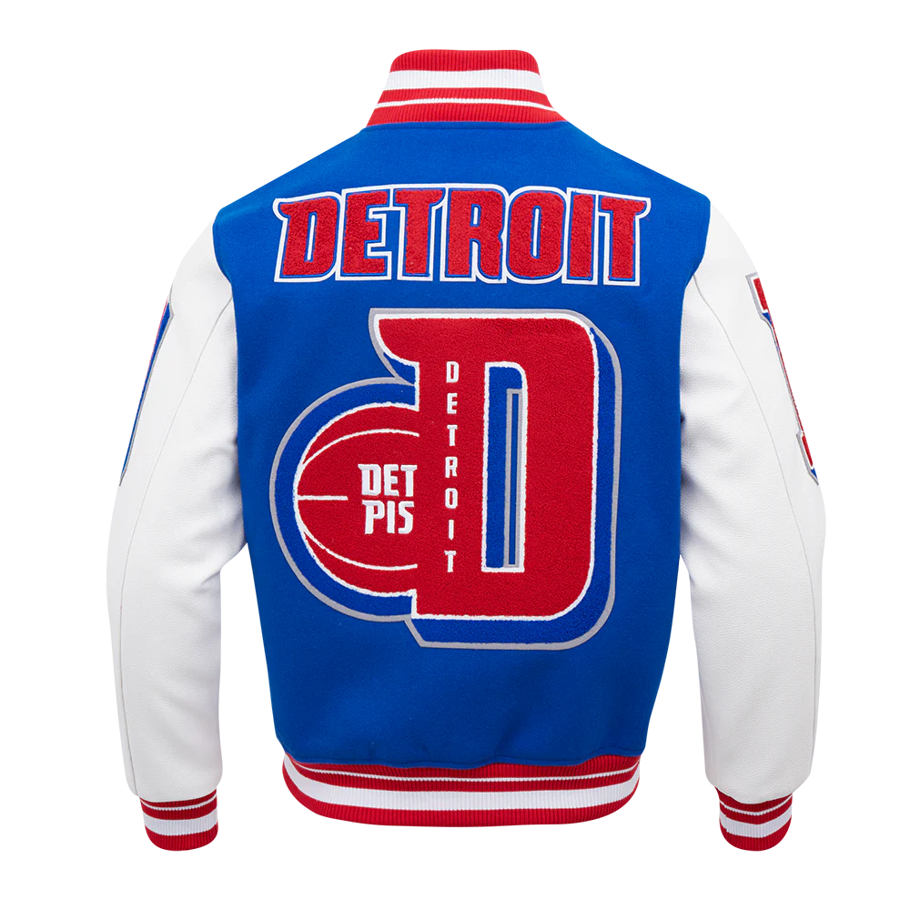 NBA DETROIT PISTONS MASHUP MEN'S RIB WOOL VARSITY JACKET