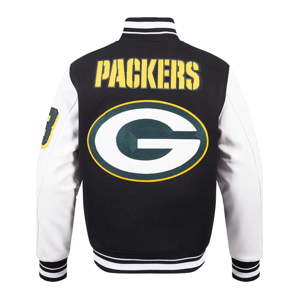NFL GREEN BAY PACKERS MASHUP MEN'S RIB WOOL VARSITY JACKET