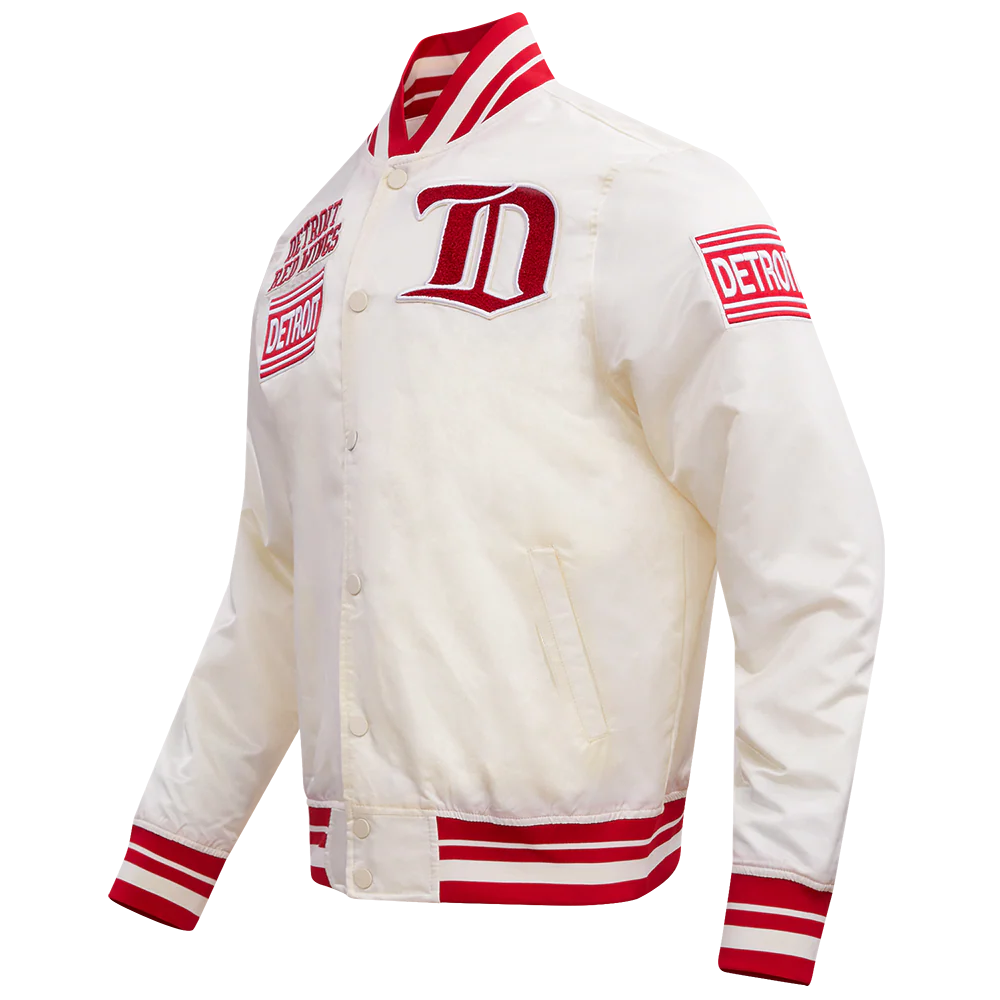 NHL DETROIT RED WINGS RETRO CLASSIC MEN'S RIB SATIN JACKET