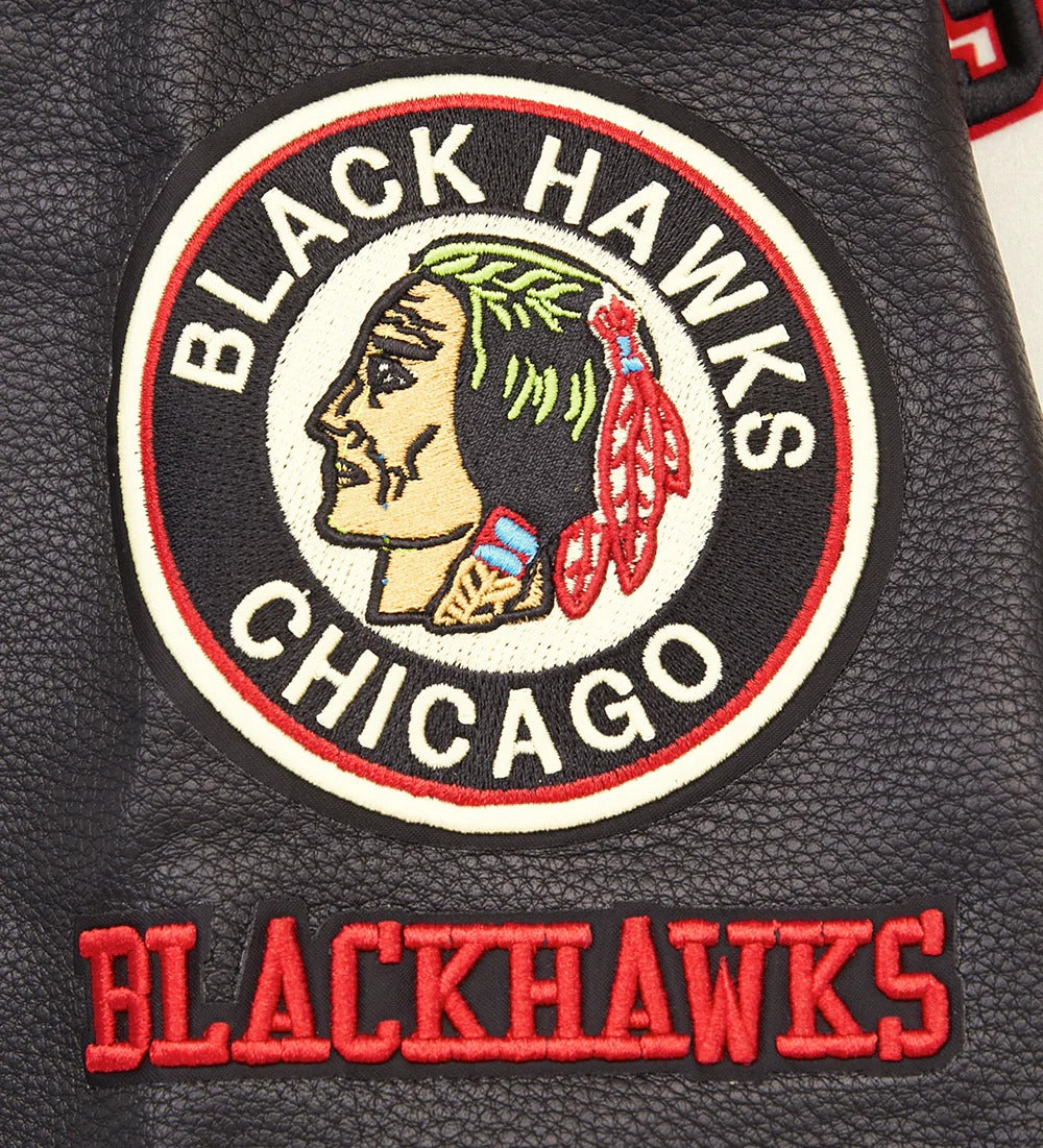NHL CHICAGO BLACKHAWKS RETRO CLASSIC MEN'S RIB WOOL VARSITY JACKET
