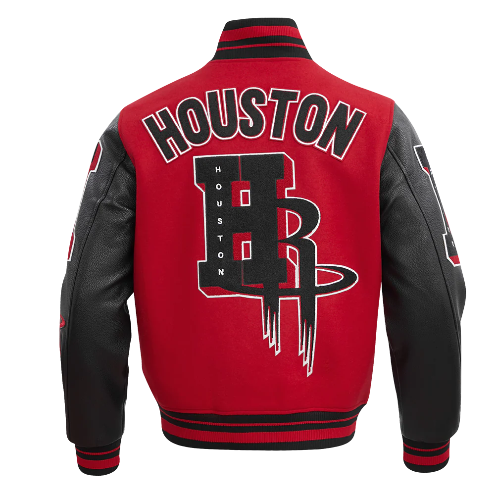 NBA HOUSTON ROCKETS MASHUP MEN'S RIB WOOL VARSITY JACKET