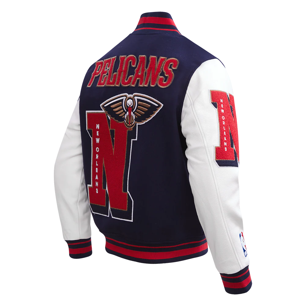 NBA NEW ORLEANS PELICANS MASHUP MEN'S RIB WOOL VARSITY JACKET
