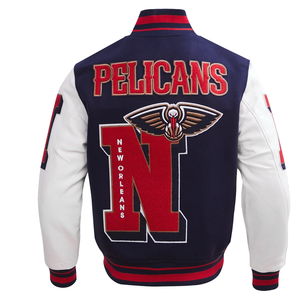 NBA NEW ORLEANS PELICANS MASHUP MEN'S RIB WOOL VARSITY JACKET