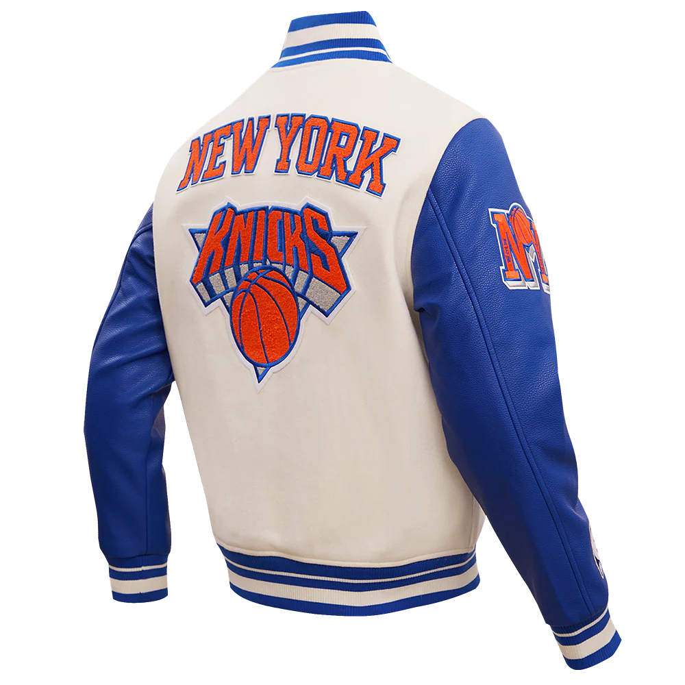 NBA NEW YORK KNICKS RETRO CLASSIC MEN'S RIB WOOL VARSITY JACKET