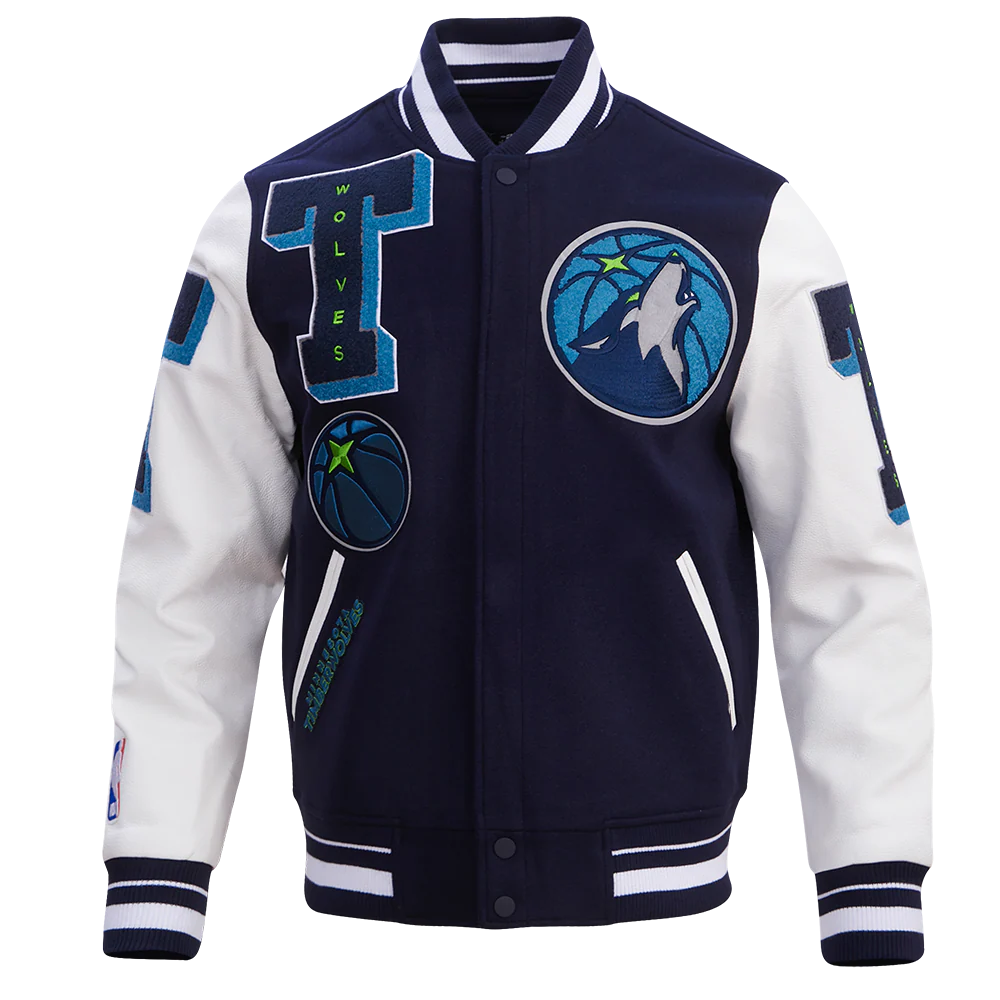 NBA MINNESOTA TIMBERWOLVES MASHUP MEN'S RIB WOOL VARSITY JACKET
