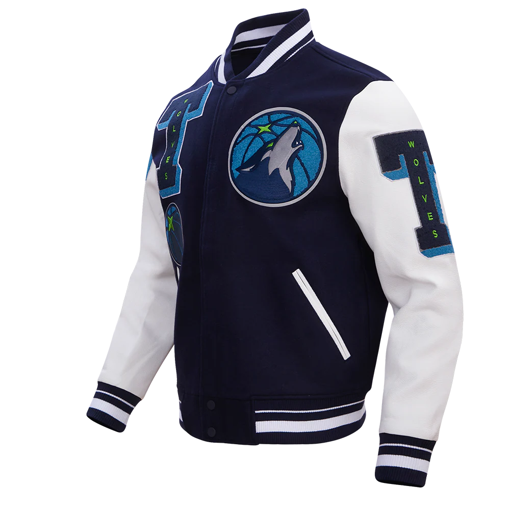 NBA MINNESOTA TIMBERWOLVES MASHUP MEN'S RIB WOOL VARSITY JACKET