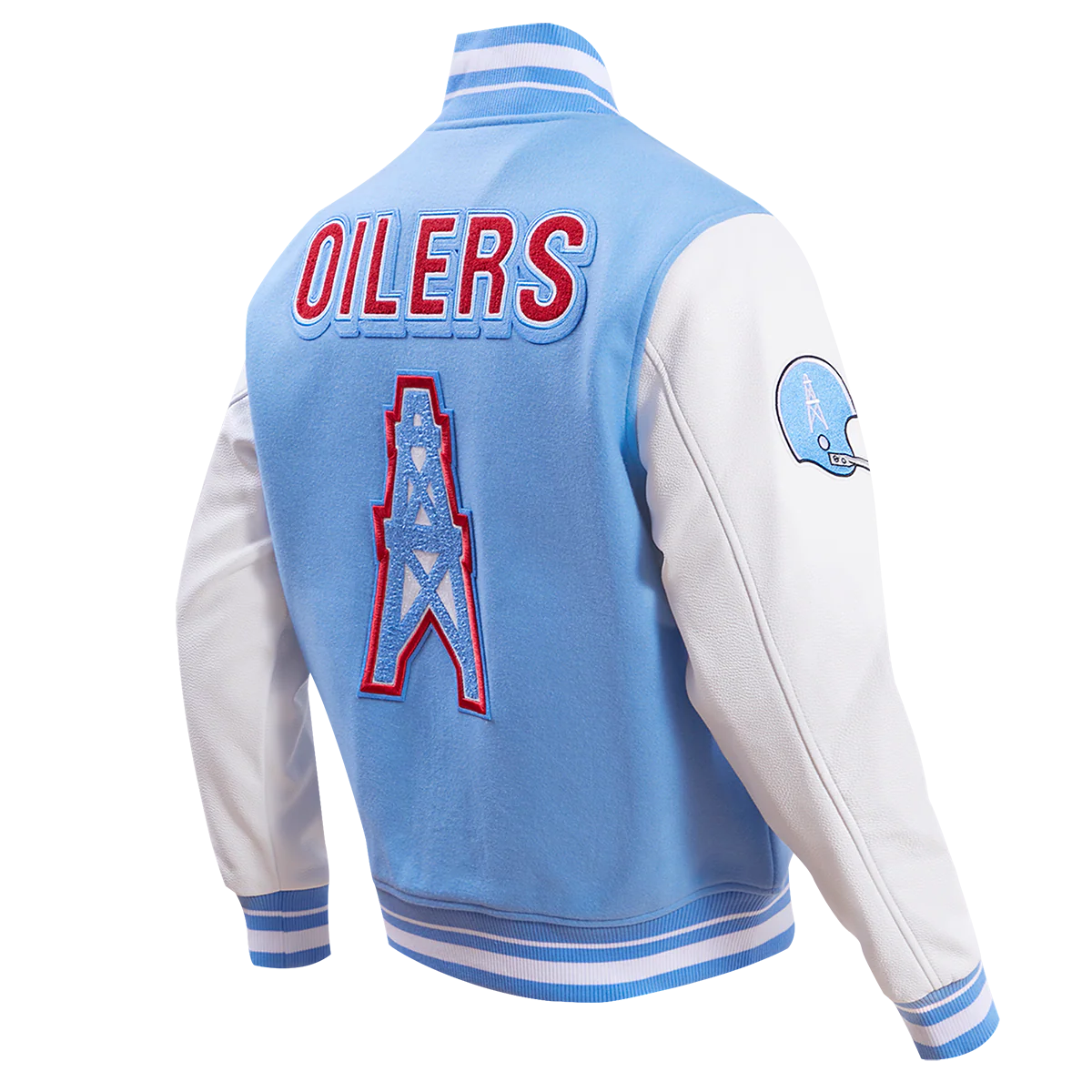 NFL HOUSTON OILERS RETRO CLASSIC MEN'S RIB WOOL VARSITY JACKET