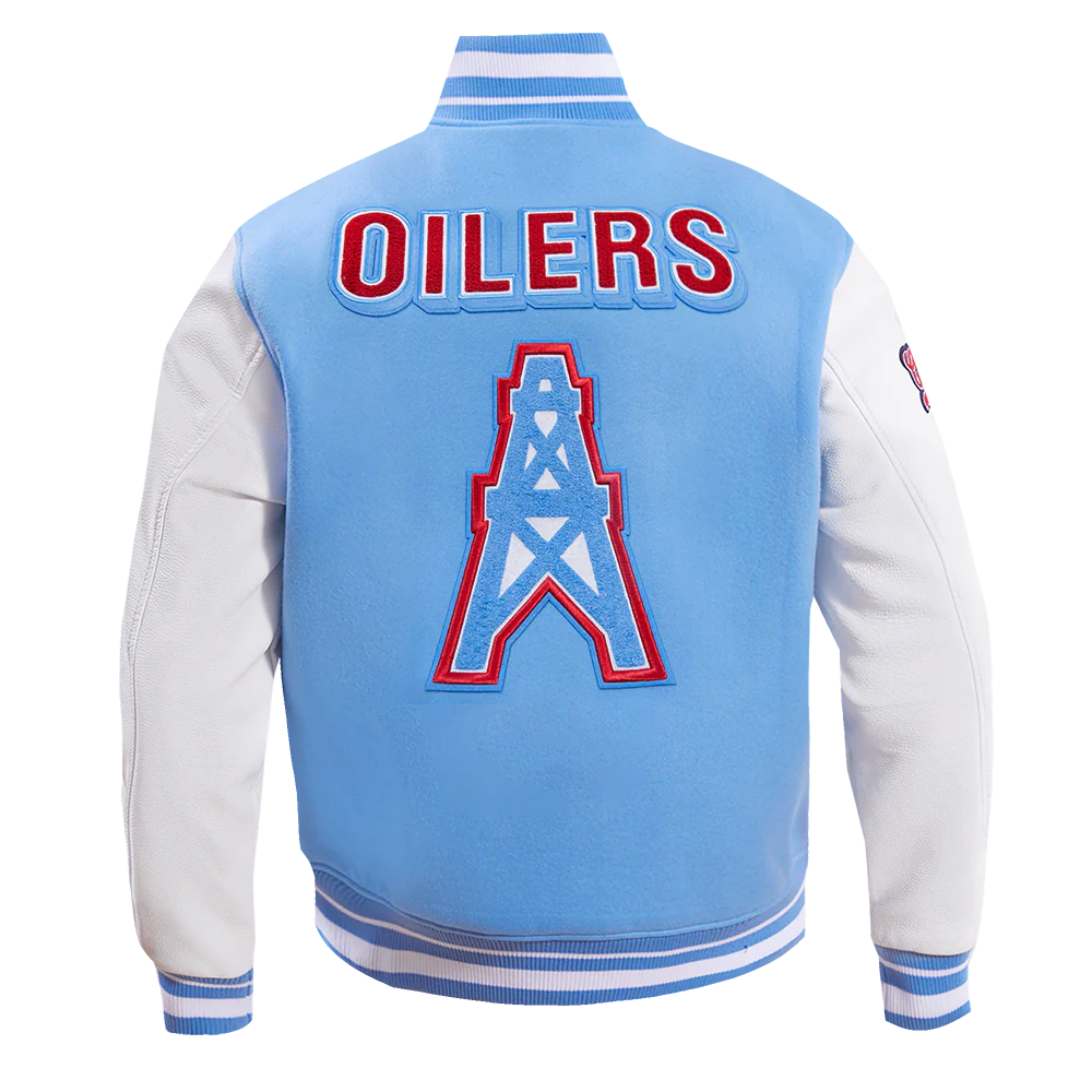 NFL HOUSTON OILERS RETRO CLASSIC MEN'S RIB WOOL VARSITY JACKET