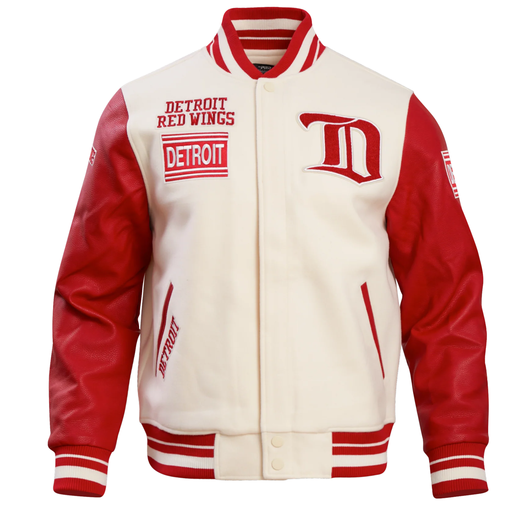 NHL DETROIT RED WINGS RETRO CLASSIC MEN'S RIB WOOL VARSITY JACKET