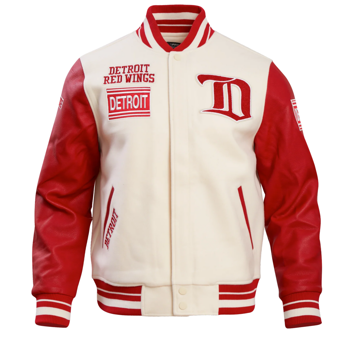 NHL DETROIT RED WINGS RETRO CLASSIC MEN'S RIB WOOL VARSITY JACKET