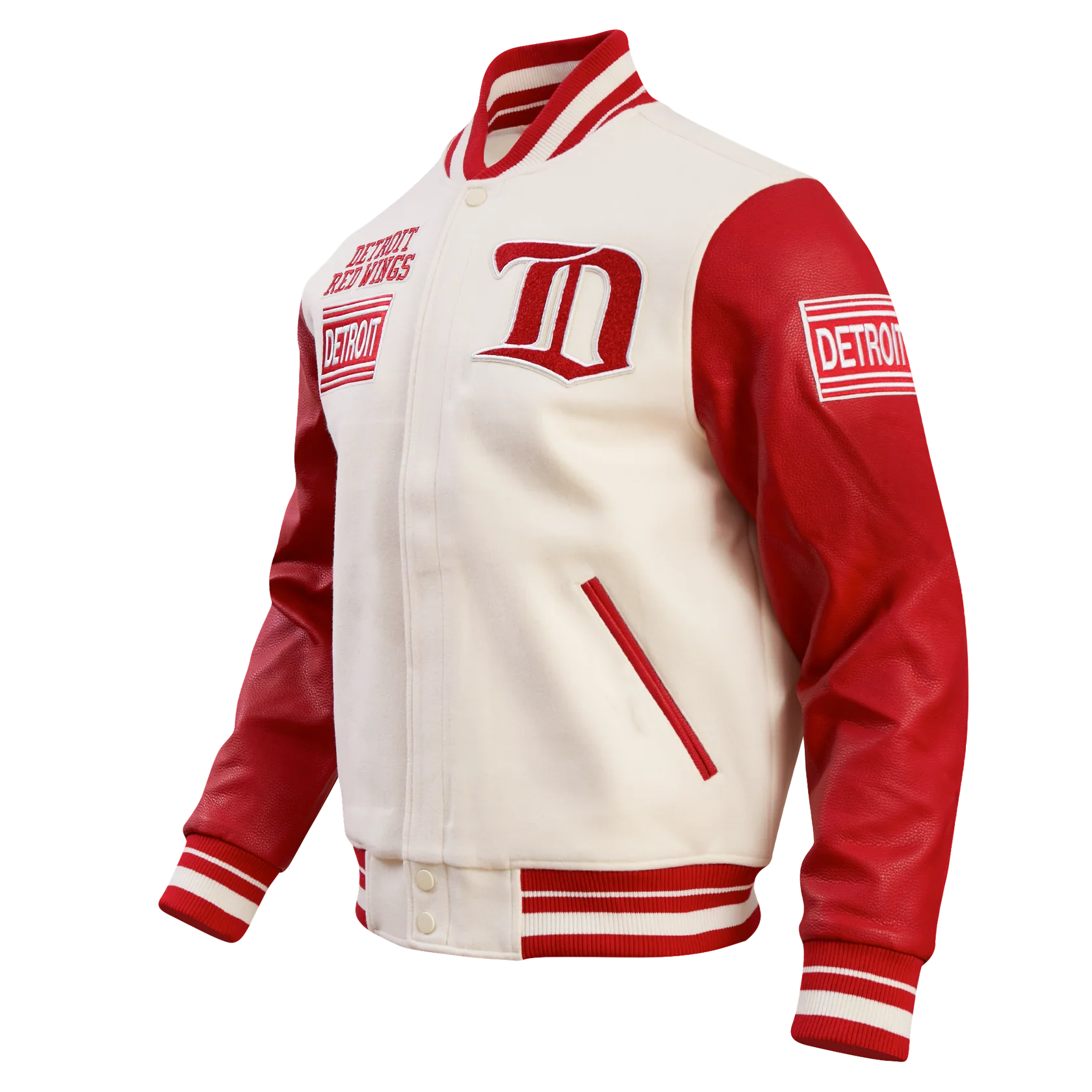 NHL DETROIT RED WINGS RETRO CLASSIC MEN'S RIB WOOL VARSITY JACKET