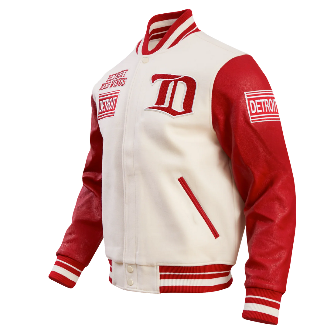 NHL DETROIT RED WINGS RETRO CLASSIC MEN'S RIB WOOL VARSITY JACKET