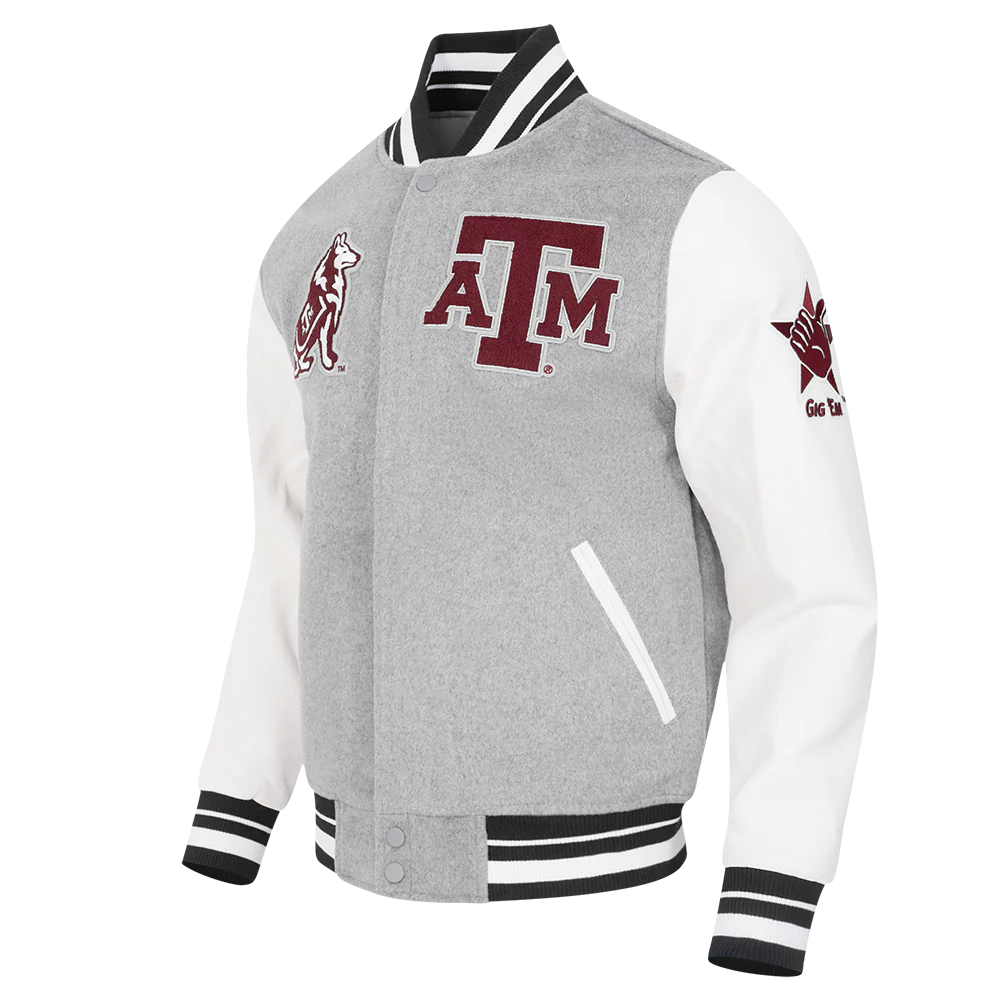 TEXAS A&M UNIVERSITY CLASSIC MEN'S RIB WOOL VARSITY JACKET