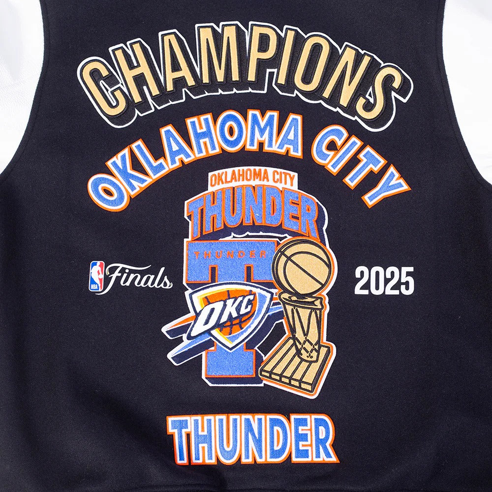 OKLAHOMA CITY THUNDER NBA FINALS 2025 MEN'S RIB WOOL VARSITY JACKET