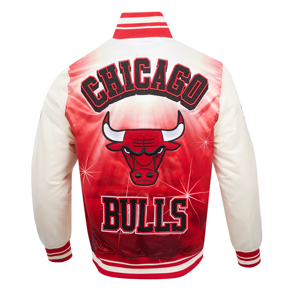 NBA CHICAGO BULLS SUBLIMATED MEN'S SATIN JACKET-WHITE