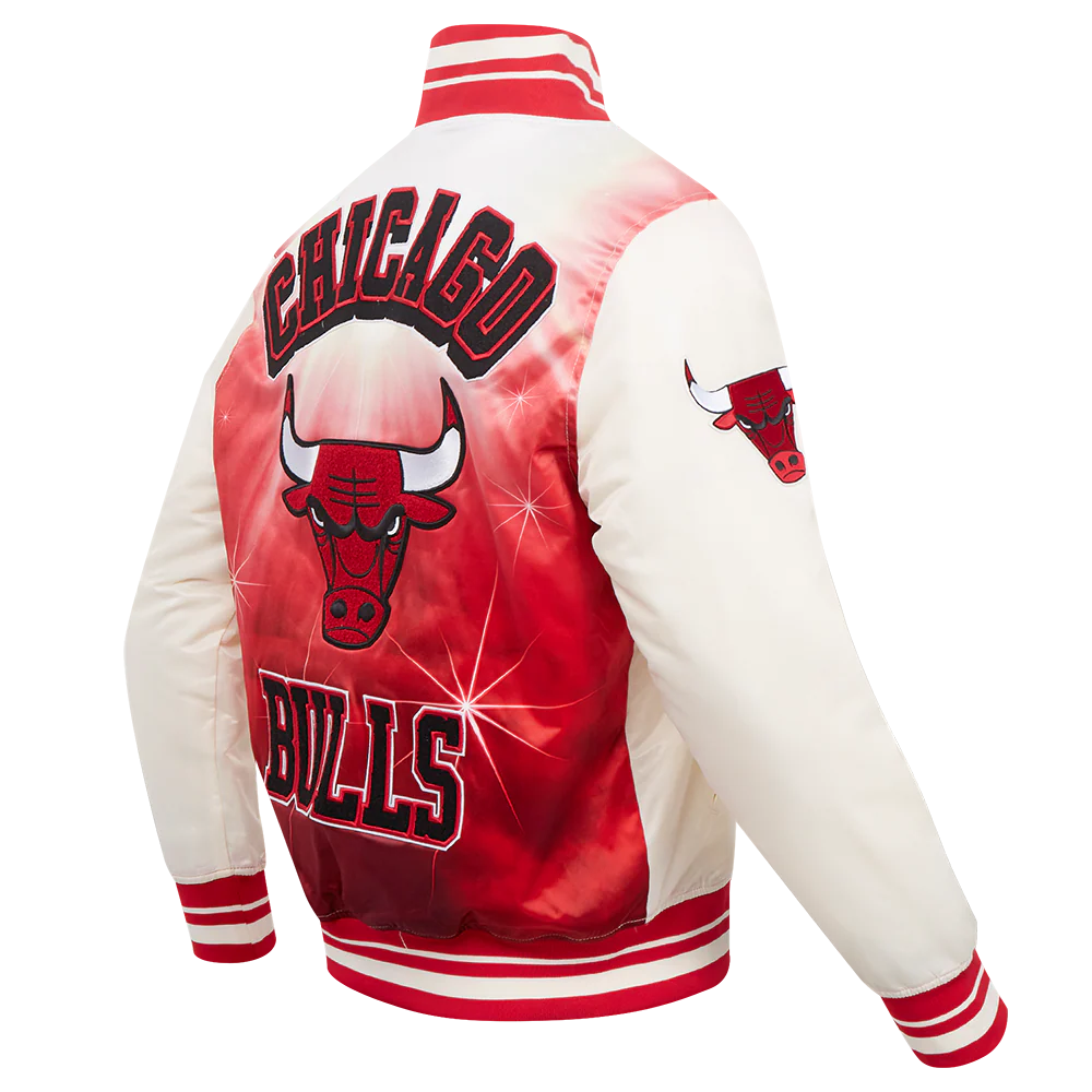 NBA CHICAGO BULLS SUBLIMATED MEN'S SATIN JACKET-WHITE