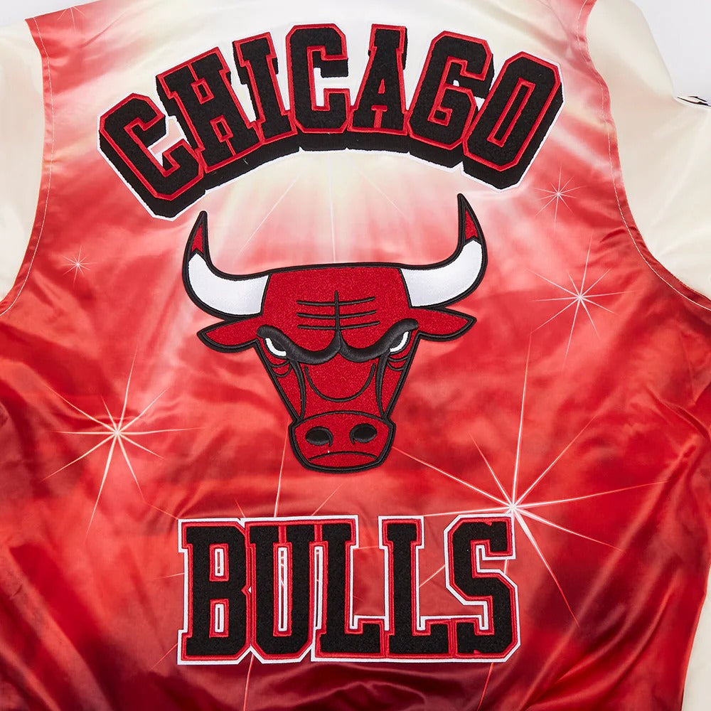 NBA CHICAGO BULLS SUBLIMATED MEN'S SATIN JACKET-WHITE