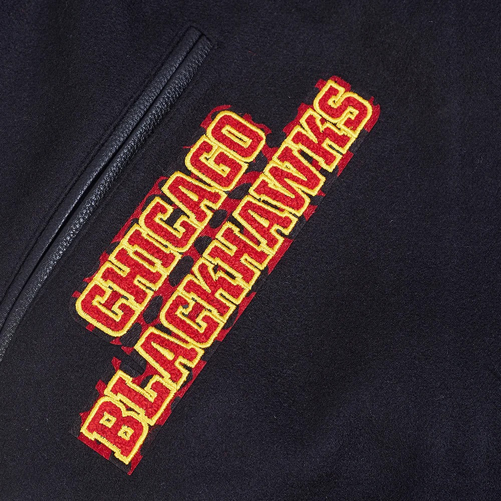 NHL CHICAGO BLACKHAWKS ANIMAL PRINT MEN'S WOOL VARSITY JACKET