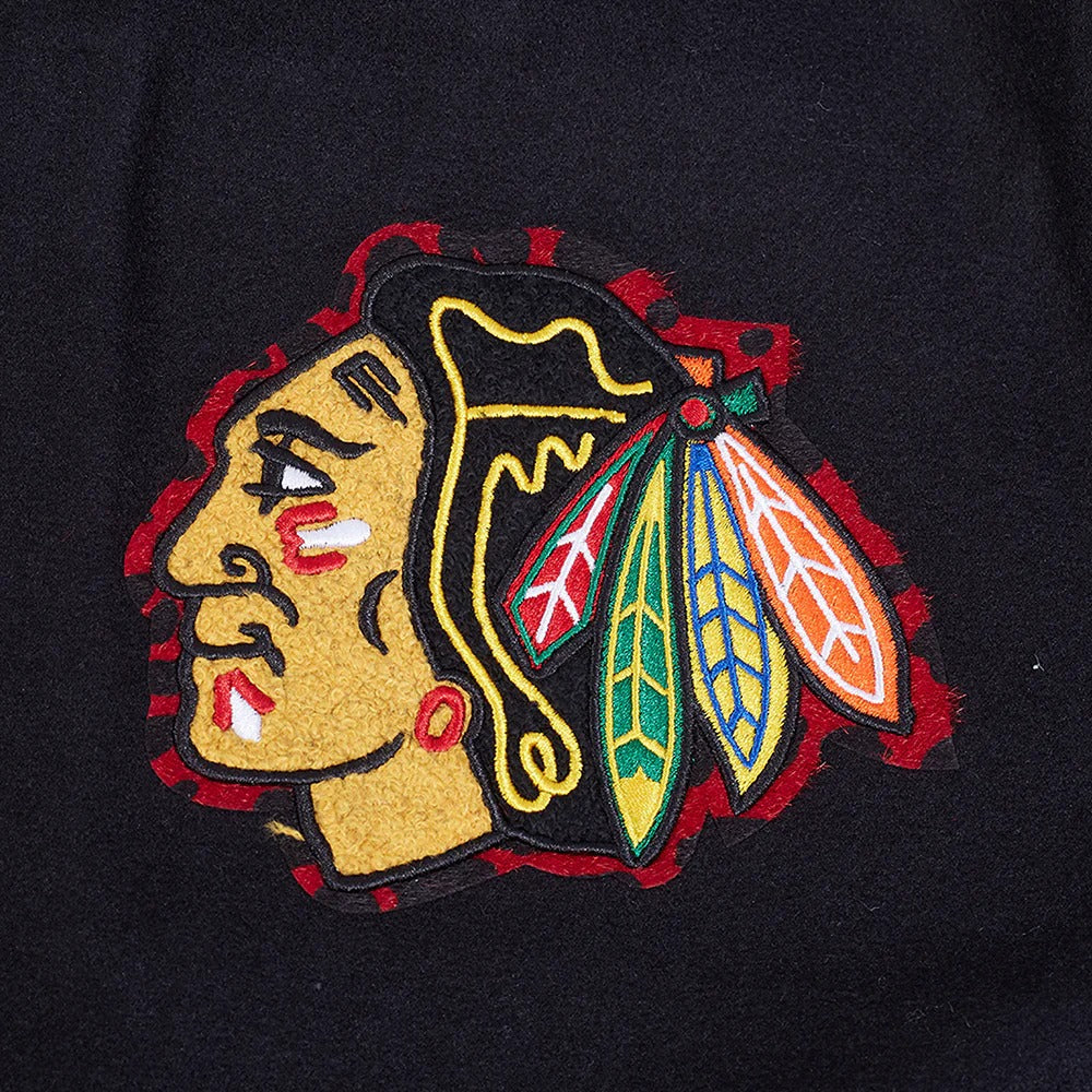 NHL CHICAGO BLACKHAWKS ANIMAL PRINT MEN'S WOOL VARSITY JACKET