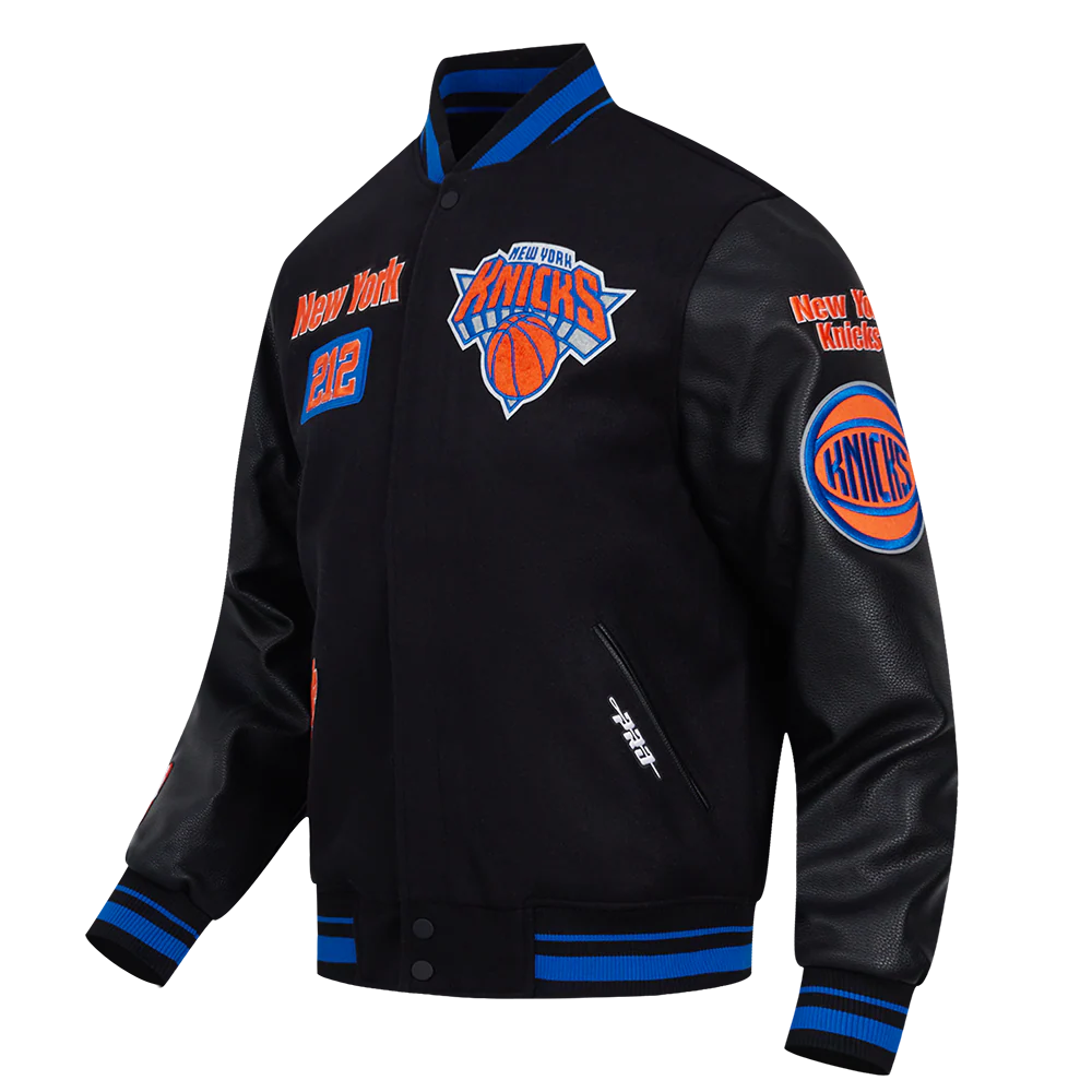 NBA NEW YORK KNICKS AREA CODE MEN'S RIB WOOL VARSITY JACKET